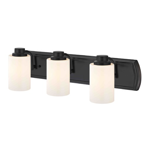 3-Light Vanity Light in Bronze and Satin White Glass