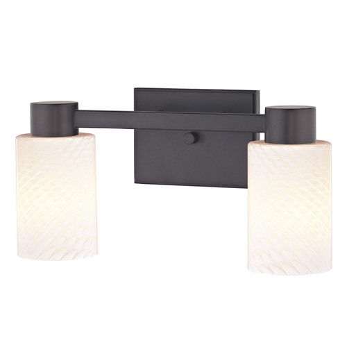 2-Light White Art Glass Vanity Light Bronze