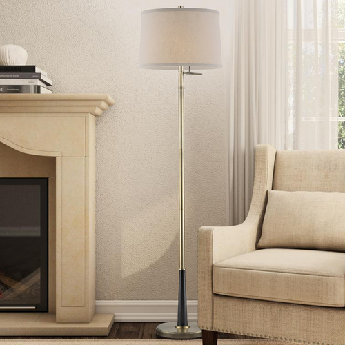 Design Classics Denali Bronze and Ebony Floor Lamp with Cream Shade