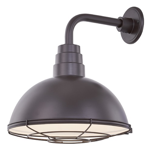 Recesso Lighting by Dolan Designs Bronze Gooseneck Barn Light with 14-Inch Caged Dome Shade BL-ARMD1-BZ/BL-SH14D/CG14S