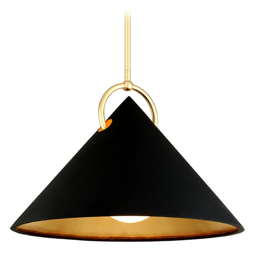 Charm Black & Gold Leaf Pendant by Corbett Lighting