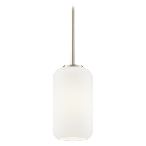 Design Classics Lighting Fest Satin Nickel Mini-Pendant Light with Small Satin White Cylinder Glass 531-09 GL1071-WH