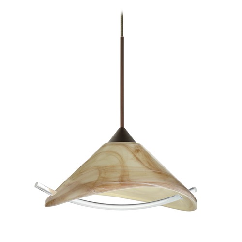 Besa Lighting Besa Lighting Hoppi Bronze LED Mini-Pendant Light with Conical Shade 1XT-181305-LED-BR