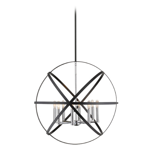 Z-Lite Cavallo Hammered Black & Chrome Pendant by Z-Lite 463-30HBK-CH