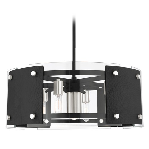 Livex Lighting Livex Lighting Barcelona Black with Brushed Nickel Accents Pendant Light with Drum Shade 45995-04