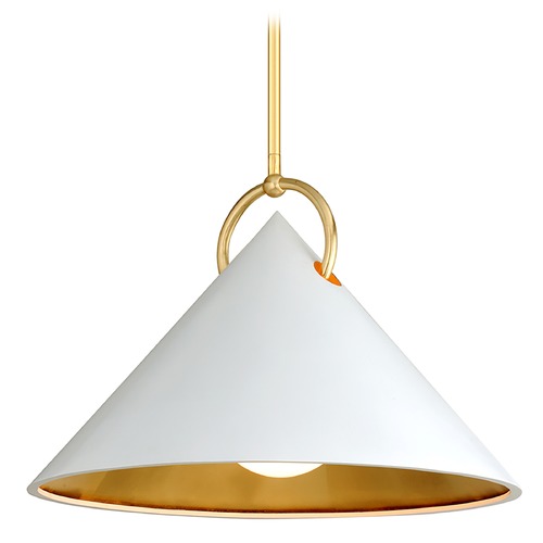 Corbett Lighting Charm White & Gold Leaf Pendant by Corbett Lighting 290-42