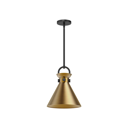 Alora Lighting Emerson Matte Black & Aged Gold Pendant Light with Conical Shade