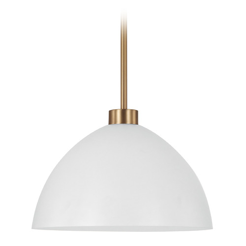 Homeplace By Capital Lighting Ross Aged Brass & White Pendant Light with Bowl / Dome Shade