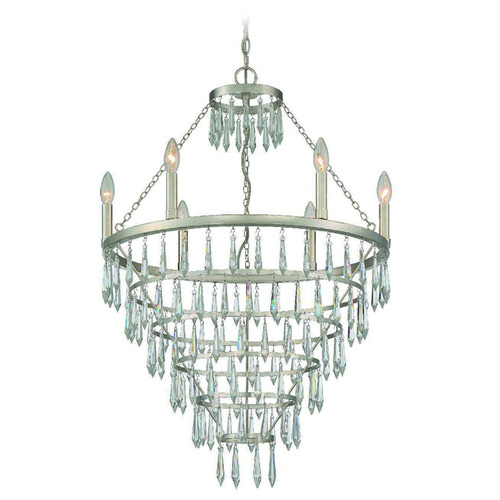 Crystorama Lighting Lucille Antique Silver Crystal Chandelier