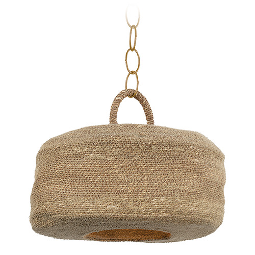 Troy Lighting Ferrando Patina Brass LED Pendant Light with Drum Shade