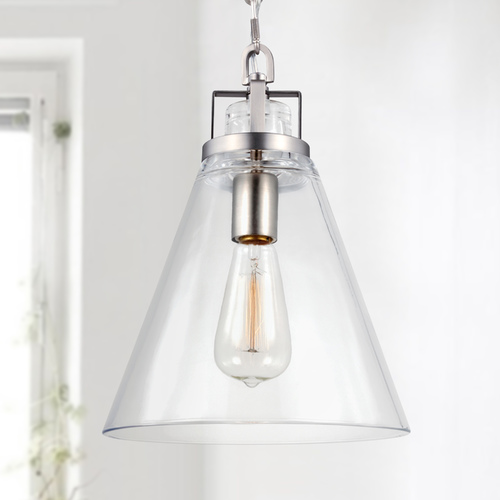 Visual Comfort Studio Collection Frontage Pendant in Satin Nickel by Visual Comfort Studio P1370SN