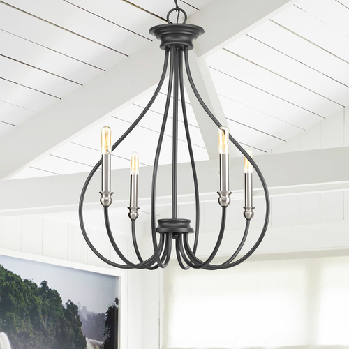 Progress Lighting Whisp 21-Inch Chandelier in Graphite & Brushed Nickel by Progress Lighting P400029-143