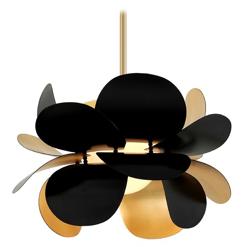 Ginger Black & Gold Leaf Pendant by Corbett Lighting