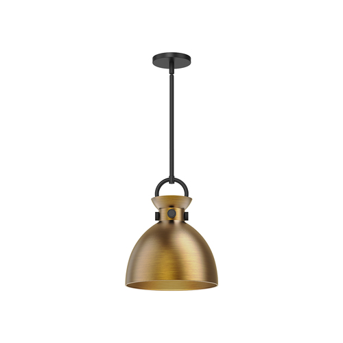Alora Lighting Waldo Matte Black & Aged Gold Pendant Light with Bowl / Dome Shade