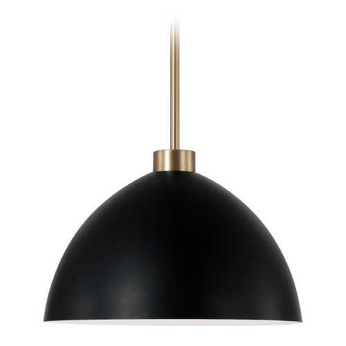 Homeplace By Capital Lighting Ross Aged Brass & Black Pendant Light with Bowl / Dome Shade