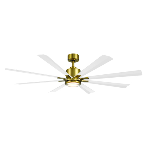 Modern Forms by WAC Lighting Modern Forms Size Matters Soft Brass & Matte White LED Ceiling Fan with Light FR-W2403-65L-SB/MW