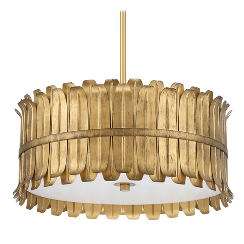 Hunter Fan Company Valdaz Brushed Luxe Gold Pendant Light with Drum Shade