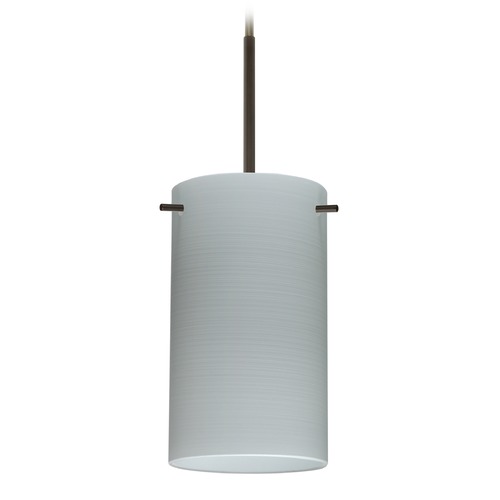 Besa Lighting Besa Lighting Stilo Bronze Mini-Pendant Light with Cylindrical Shade 1BT-4404KR-BR