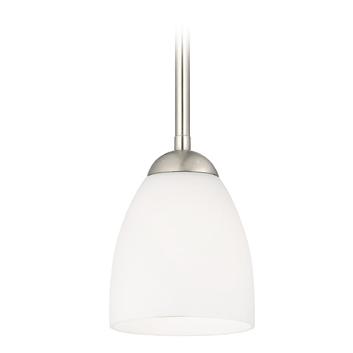 Design Classics Lighting Contemporary Mini-Pendant Light with Satin White Bell Glass 581-09 GL1028MB