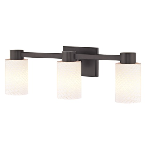 3-Light White Art Glass Vanity Light Bronze