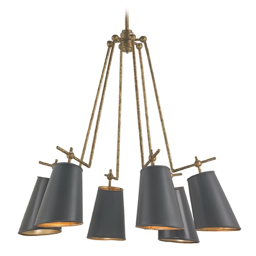 Currey and Company Lighting Jean-Louis Chandelier in Old Brass/Black/Gold Leaf by Currey & Co 9503