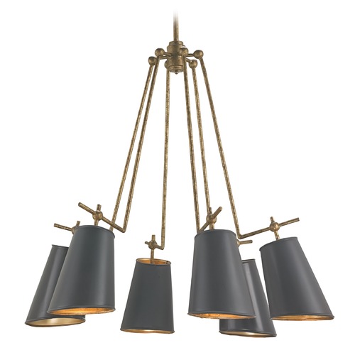 Jean-Louis Chandelier in Old Brass/Black/Gold Leaf by Currey & Co