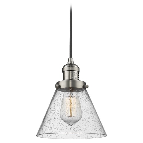 Innovations Lighting Innovations Lighting Large Cone Brushed Satin Nickel Mini-Pendant Light with Conical Shade 201C-SN-G44