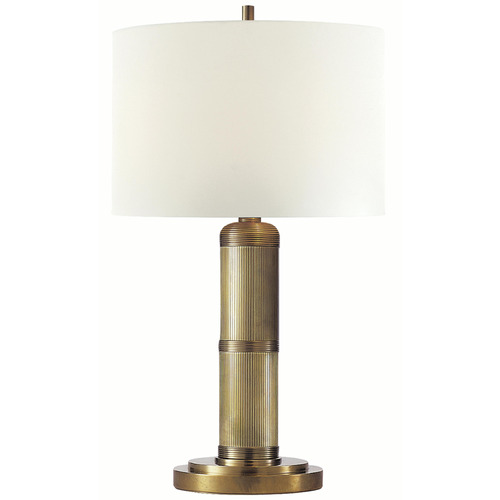 Visual Comfort Signature Collection Longacre Hand-Rubbed Antique Brass Table Lamp with Drum Shade