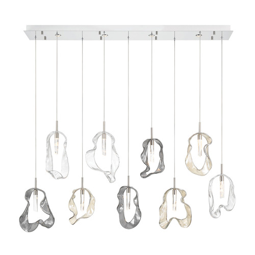 Norah 9-Light LED Linear Chandelier in Polished Nickel by Eurofase