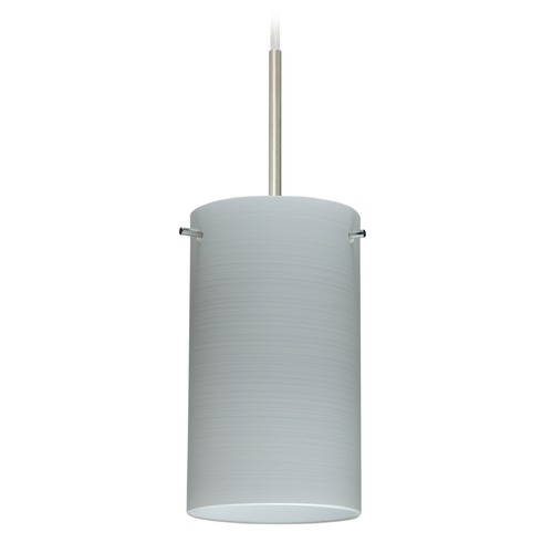 Besa Lighting Besa Lighting Stilo Satin Nickel Mini-Pendant Light with Cylindrical Shade 1BT-4404KR-SN