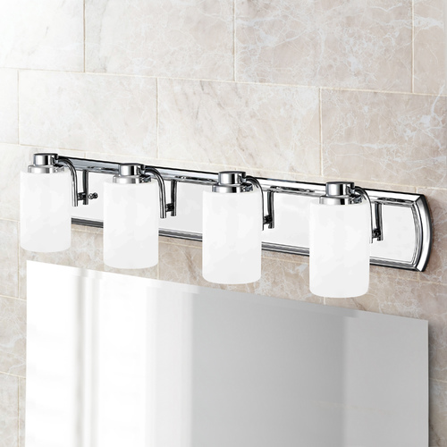 4-Light Bath Vanity Light in Chrome and Satin White Glass