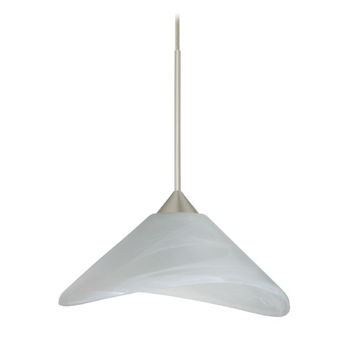 Besa Lighting Hoppi Satin Nickel LED Mini-Pendant Light with Conical Shade
