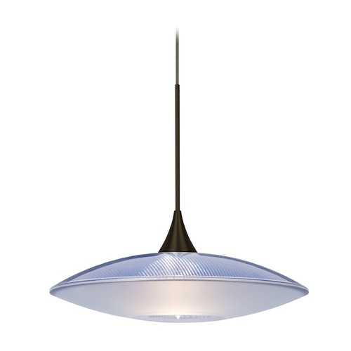 Besa Lighting Spazio Blue Frosted Glass Bronze Mini-Pendant Light