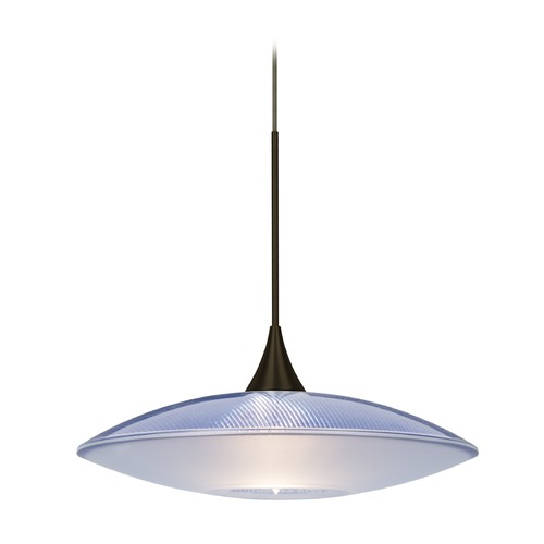 Besa Lighting Besa Lighting Spazio Blue Frosted Glass Bronze Mini-Pendant Light 1XT-6294BL-BR