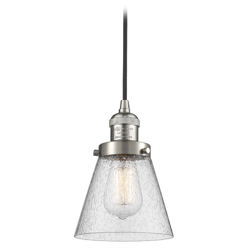 Innovations Lighting Innovations Lighting Small Cone Brushed Satin Nickel Mini-Pendant Light with Conical Shade 201C-SN-G64