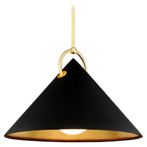 Charm Black & Gold Leaf Pendant by Corbett Lighting
