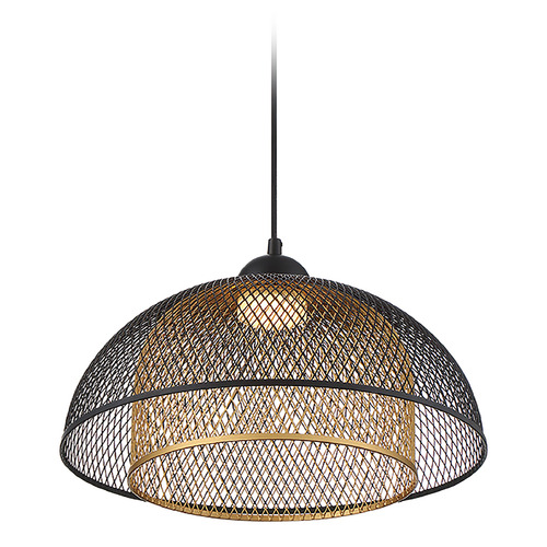 Kenmore 16-Inch Round LED Pendant in Black & Gold by Eurofase Lighting
