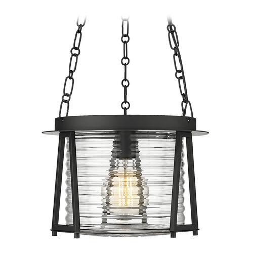 Z-Lite Cape Harbor Matte Black Pendant Light with Drum Shade