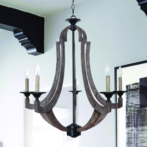 Winton 29.50-Inch Chandelier in Weathered Pine & Bronze by Craftmade Lighting