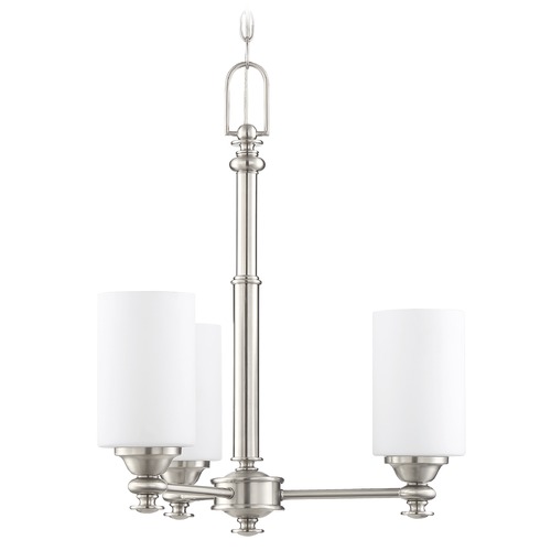 Craftmade Lighting Craftmade Brushed Polished Nickel 3-Light Mini-Chandelier with White Frosted Shades 49823-BNK