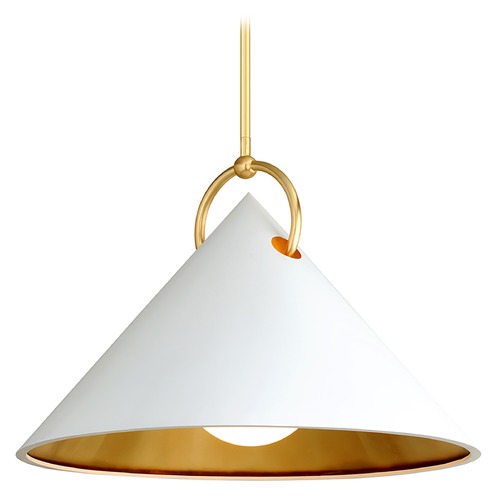 Corbett Lighting Charm White & Gold Leaf Pendant by Corbett Lighting 290-43