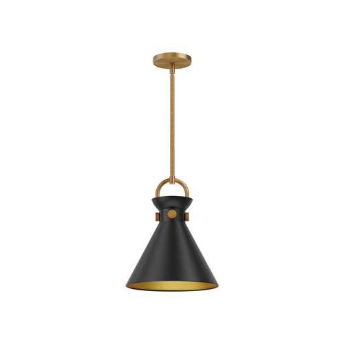 Alora Lighting Alora Lighting Emerson Aged Gold & Matte Black Pendant Light with Conical Shade PD412011AGMB