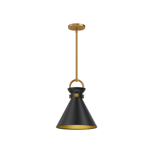 Alora Lighting Emerson Aged Gold & Matte Black Pendant Light with Conical Shade