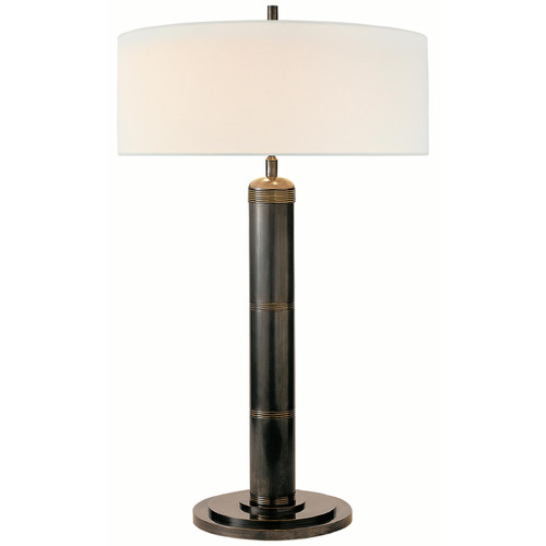 Visual Comfort Signature Collection Longacre Bronze Table Lamp with Drum Shade