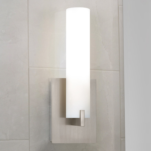 George Kovacs Lighting Modern LED Sconce Wall Light with White Glass in Brushed Nickel Finish P5040-084-L