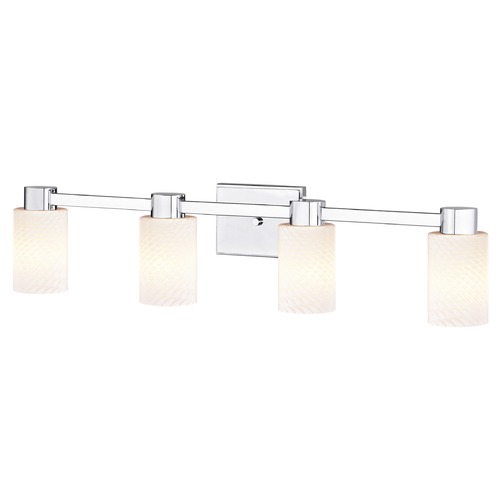 Design Classics Lighting 4-Light White Art Glass Vanity Light Chrome 2104-26 GL1020C