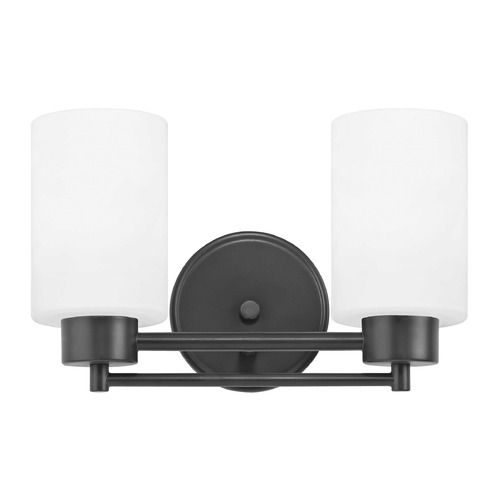 Modern Bathroom Light White Glass Black 2 Lt