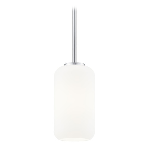 Design Classics Lighting Fest Chrome Mini-Pendant Light with Small Satin White Cylinder Glass 531-26 GL1071-WH