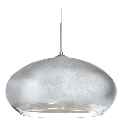 Besa Lighting Brio Satin Nickel LED Pendant Light with Oblong Shade