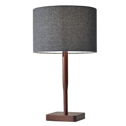 Adesso Home Ellis Walnut Rubber Wood Table Lamp with Drum Shade